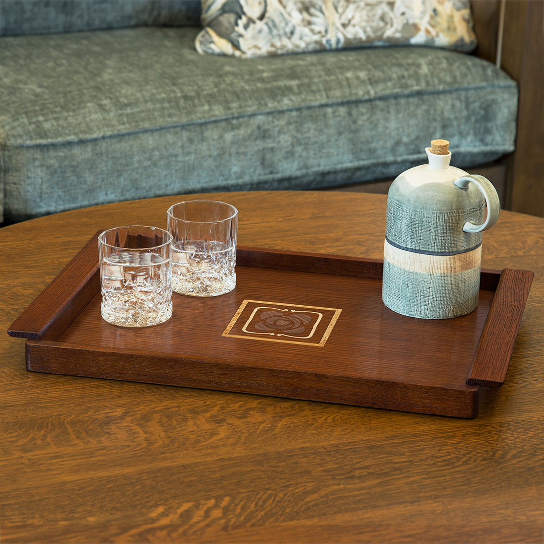 Mission Rose Serving Tray - Elegant Wooden Tray for Coffee, Breakfast, and Home Decor | Perfect for Dining, Entertaining, and Gift Giving