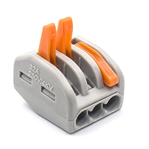 REDGOOSE 20PCS Lever Wire Connectors 28-12 AWG Compact Electrical Connectors (3 Port) - Ideal for Home Wiring, DIY Projects, and Electrical Repairs