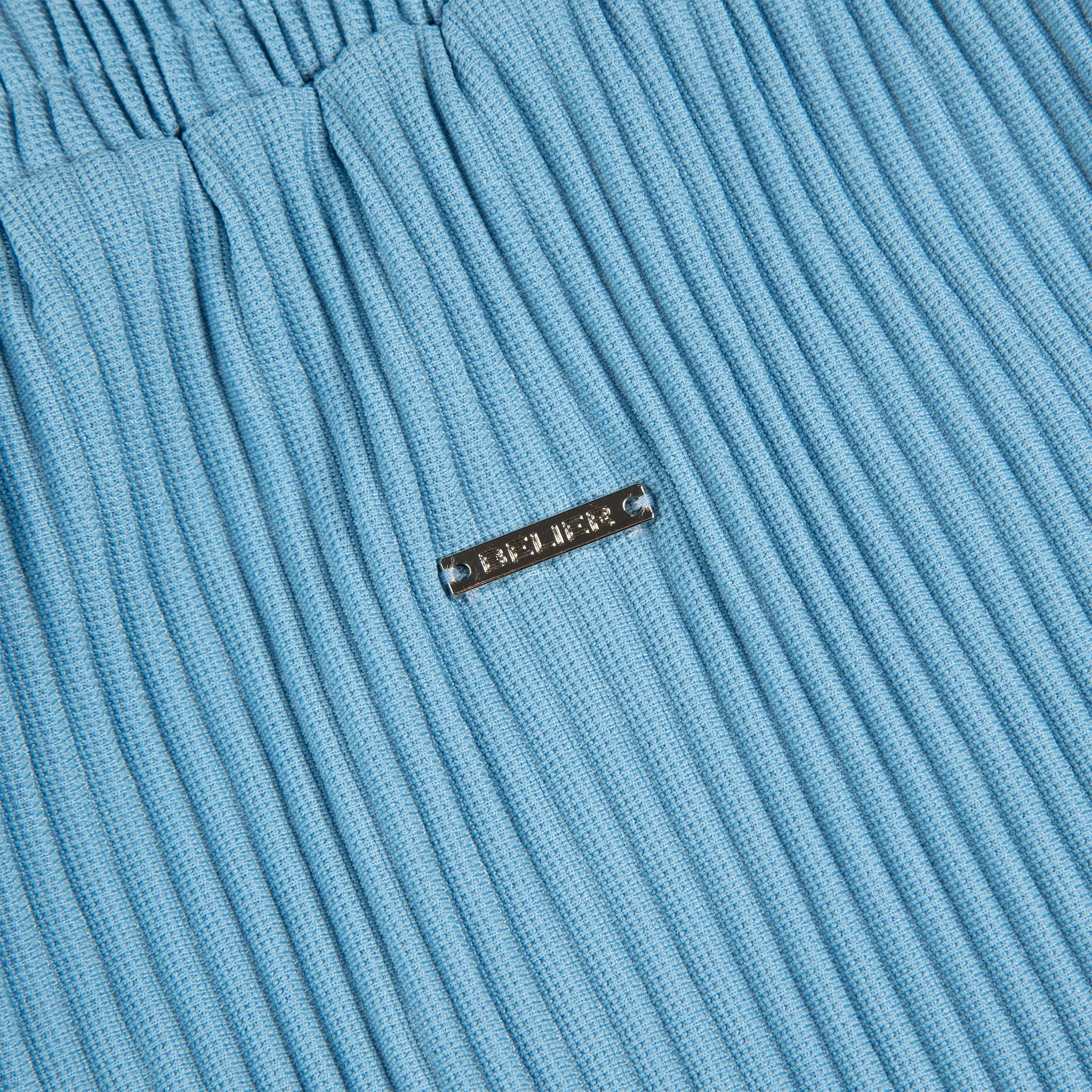 Belier Pleated Light Blue Shorts for Women - Stylish Summer Casual Wear for Outings & Beach Vacations