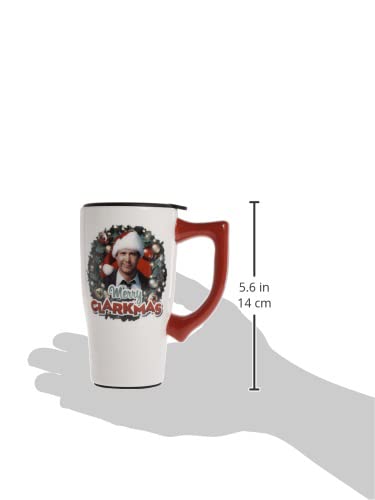 Merry Clarkmas Ceramic Travel Mug - Insulated Coffee Cup with Lid - Perfect for Christmas Gifts, Office Use & Travel
