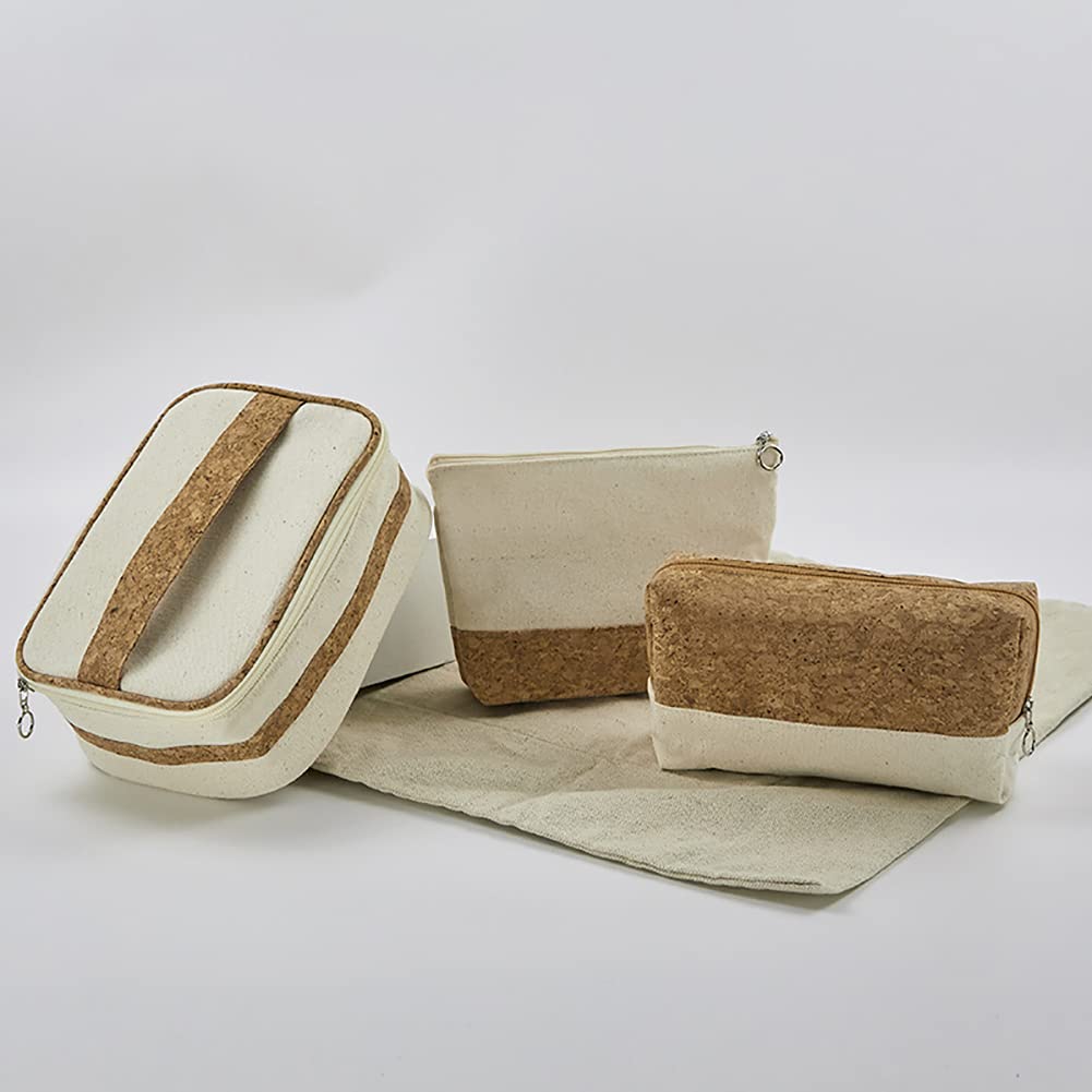 Wood Grain Makeup Bag 3-Piece Set - Waterproof Travel Cosmetic Organizer for Women, Perfect for Daily Use & Trips