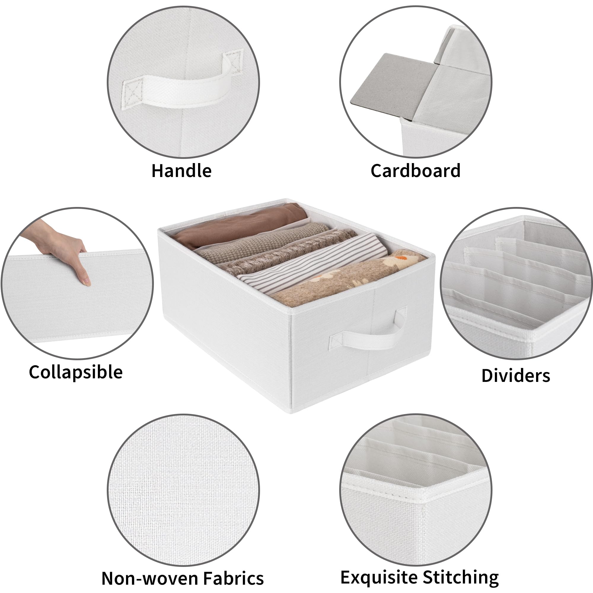 GRANNY SAYS 6-Pack Beige Jean Organizer for Closet - Wardrobe Storage Drawer Organizer for Pants, T-Shirts & Clothes | Perfect for Bedroom Closet, Dresser Drawers & Travel Luggage Organization