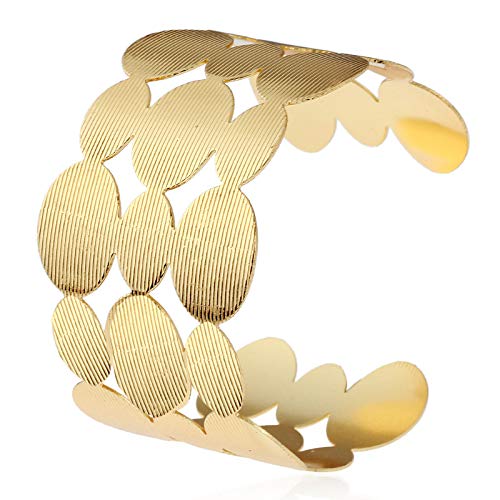 Yellow Chimes Bracelet for Women & Girls - Fashionable Golden Cuff Kadaa Bracelet | Oval Shaped Gold Plated Hand Cuff Kadaa | Perfect Birthday Gift for Her | Ideal for Parties, Weddings & Everyday Wear
