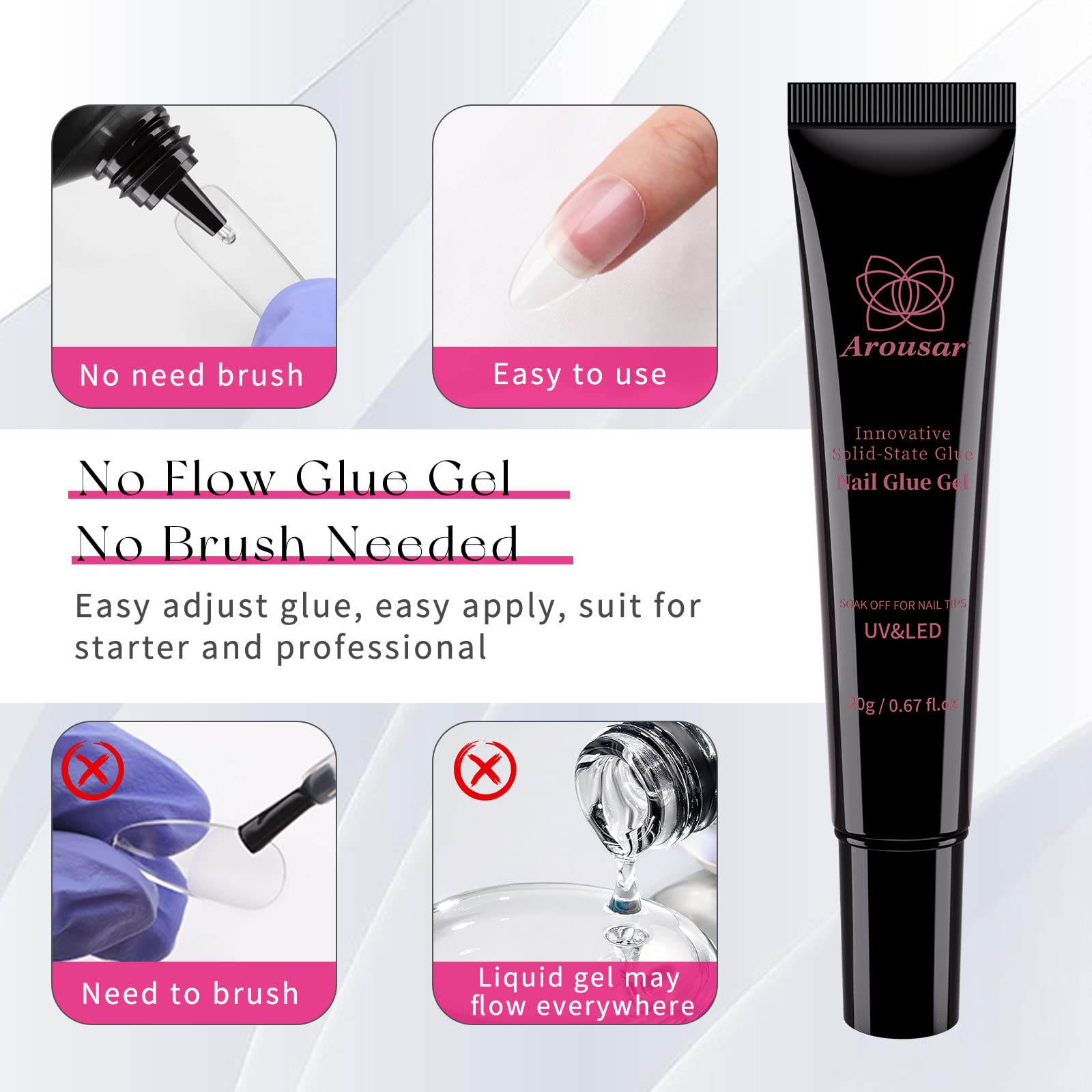 **Super Strong Nail Glue Gel for Press-On & Acrylic Nails – 20ml x 2 Pack, Long-Lasting Adhesive for Women & Girls – Perfect for Salon, DIY Manicures & Nail Extensions**