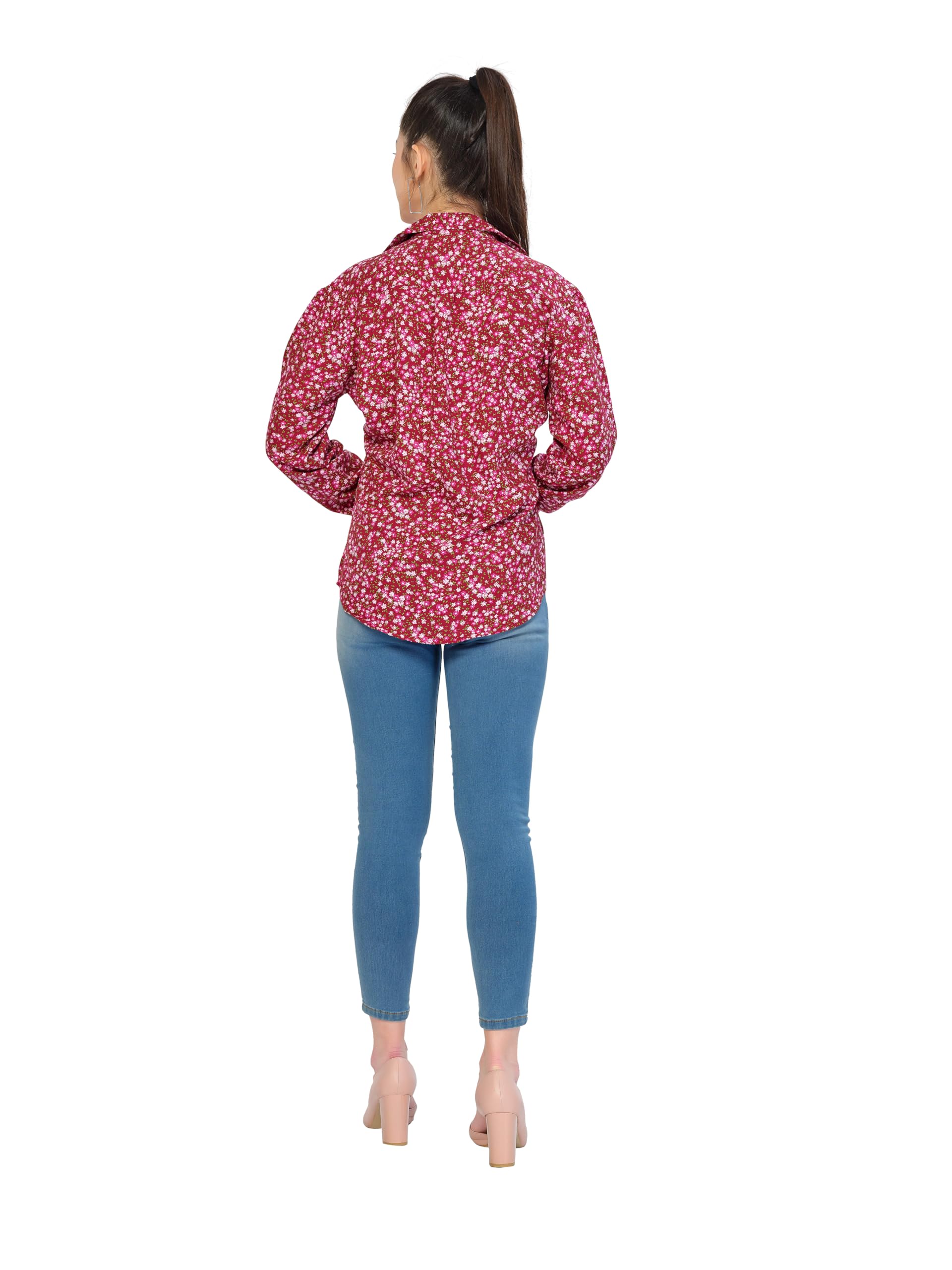 Stylish Purple & Pink Viscose Floral Print Blouse for Women - Elegant Maroon Shirt for Casual Wear, Office & Summer Outfits