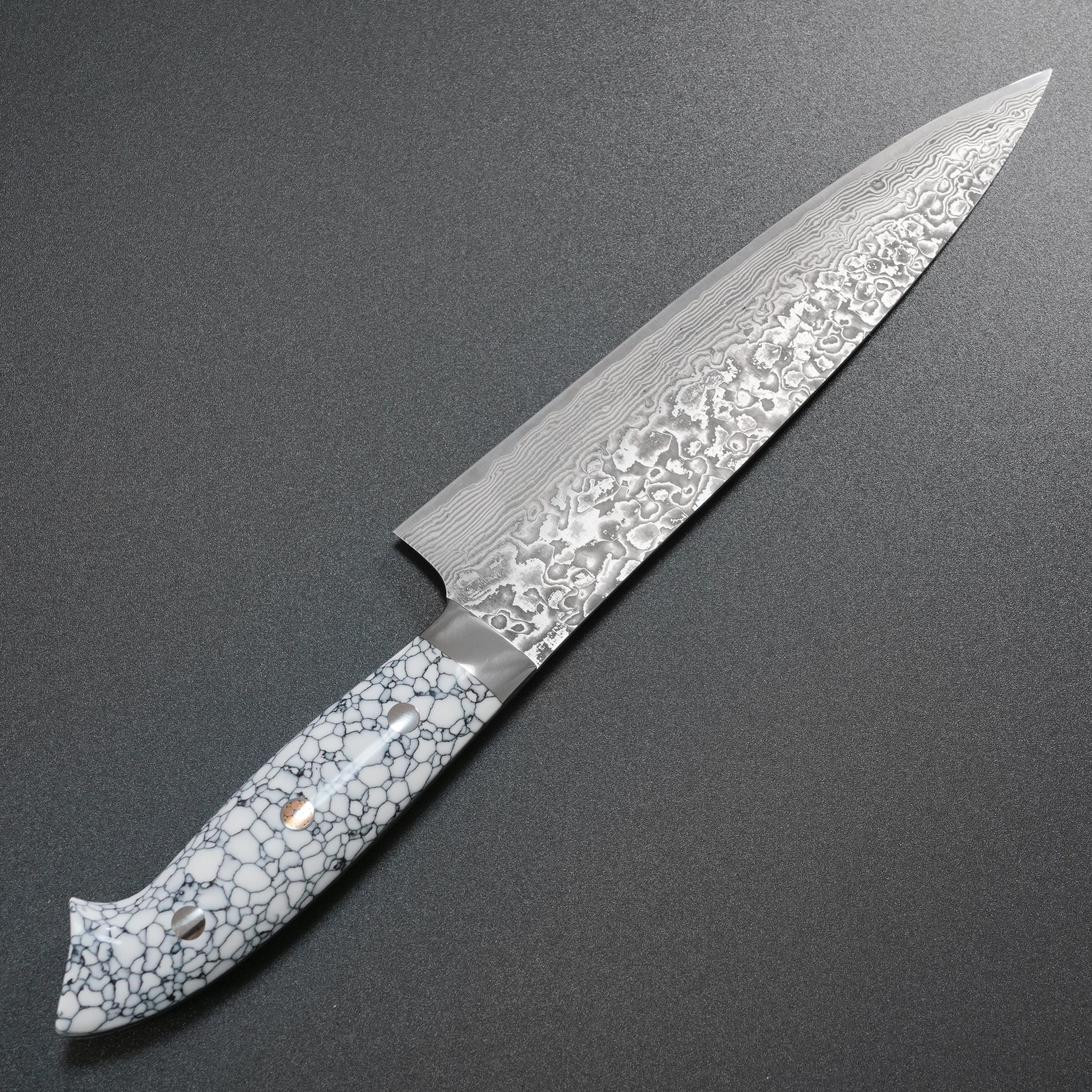 Premium Saji Takeshi SG2 Super Gold 2 Damascus Gyuto Knife 210mm - Japanese Chef Knife with White Turquoise Handle - Perfect for Sushi, Meat Cutting & Professional Kitchen Use