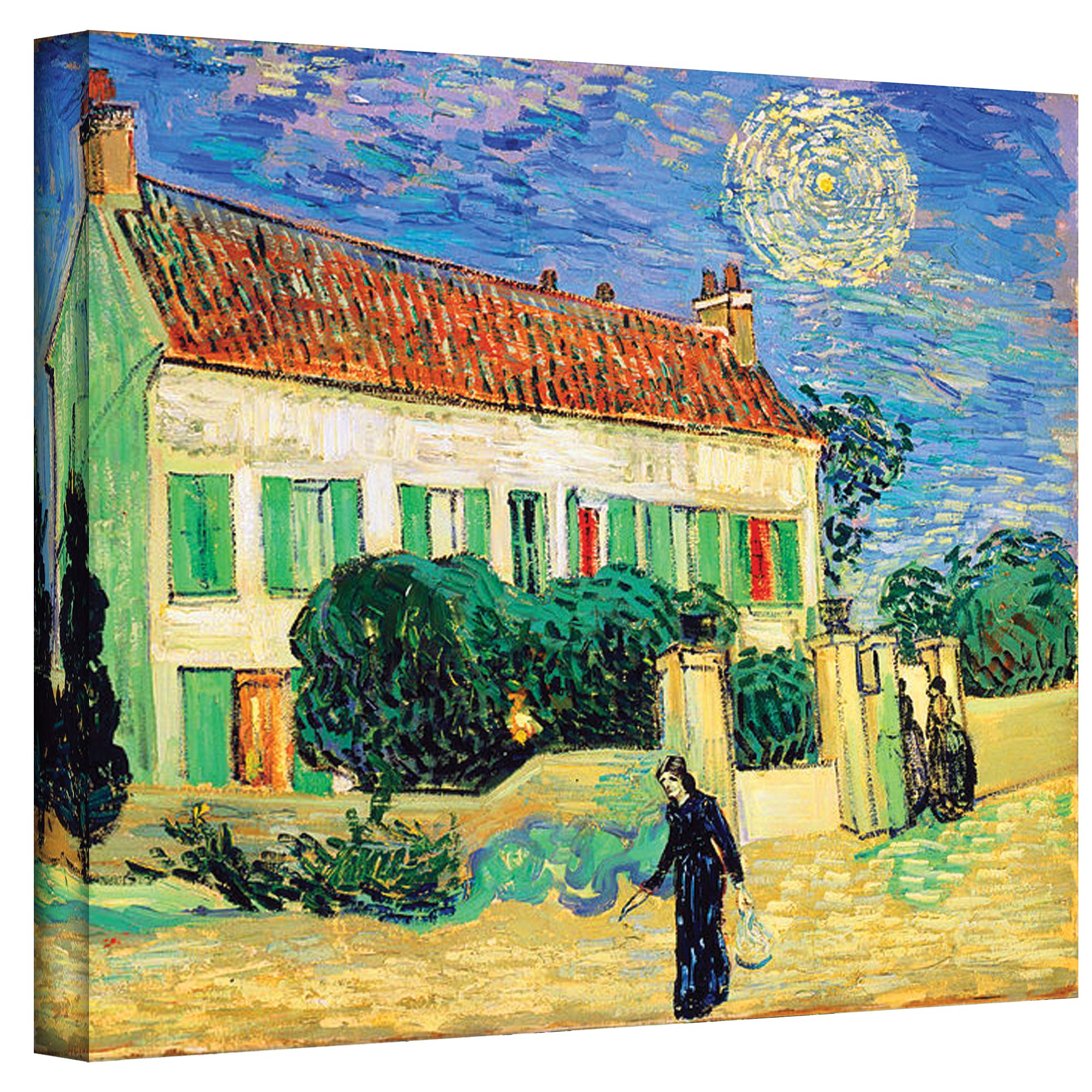 Vincent Van Gogh's The White House at Night Canvas Art Print - 36x48 Inch Gallery Wrapped Wall Decor for Living Room, Bedroom & Office - Famous Oil Painting Reproduction