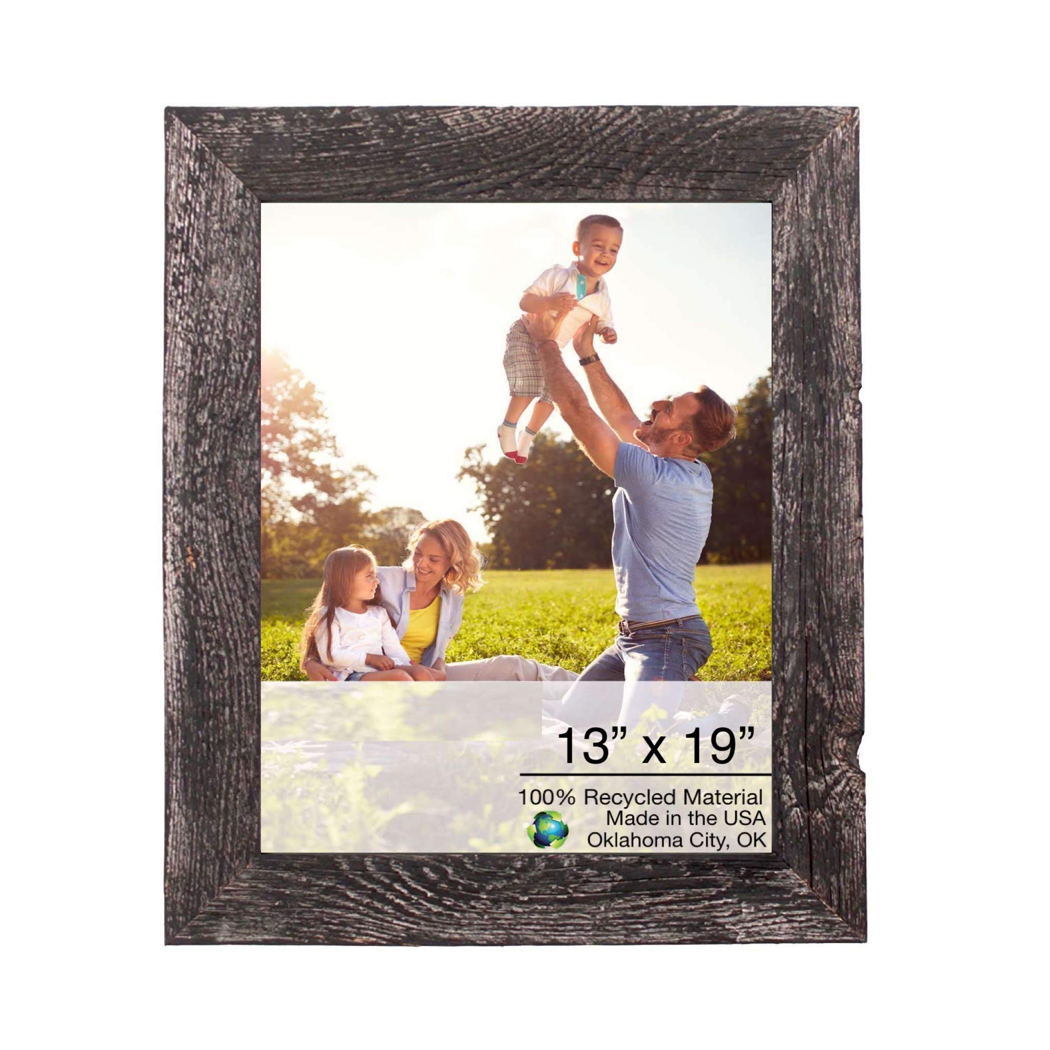 HomeRoots 13x19 Rustic Smoky Black Picture Frame with Shatter-Resistant Plexiglass - Perfect for Wall Decor, Family Photos & Wedding Memories