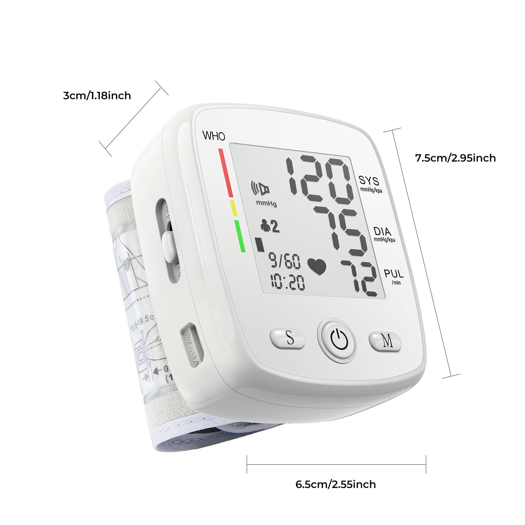 Digital Wrist Blood Pressure Monitor - Adjustable Cuff, 180 Readings Memory, Rechargeable with Voice Function & Carrying Case - Home Health Tracking for Adults & Seniors (Ideal for Travel, Daily Monitoring)