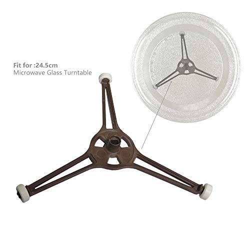 Triple Arm Microwave Turntable Ring - 9.6 Inch Replacement Glass Plate Support Holder with Rotating Roller for Microwave Ovens - Perfect for Heating Food, Reheating Leftovers & Defrosting in 9.6'' Microwaves