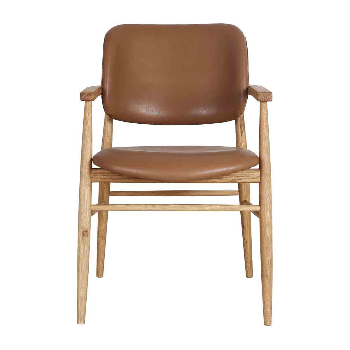 Premium Aura Leather Dining Chair - Solid Oak Wood Frame - Modern & Comfortable for Kitchen, Dining Room, Restaurant - Free Shipping