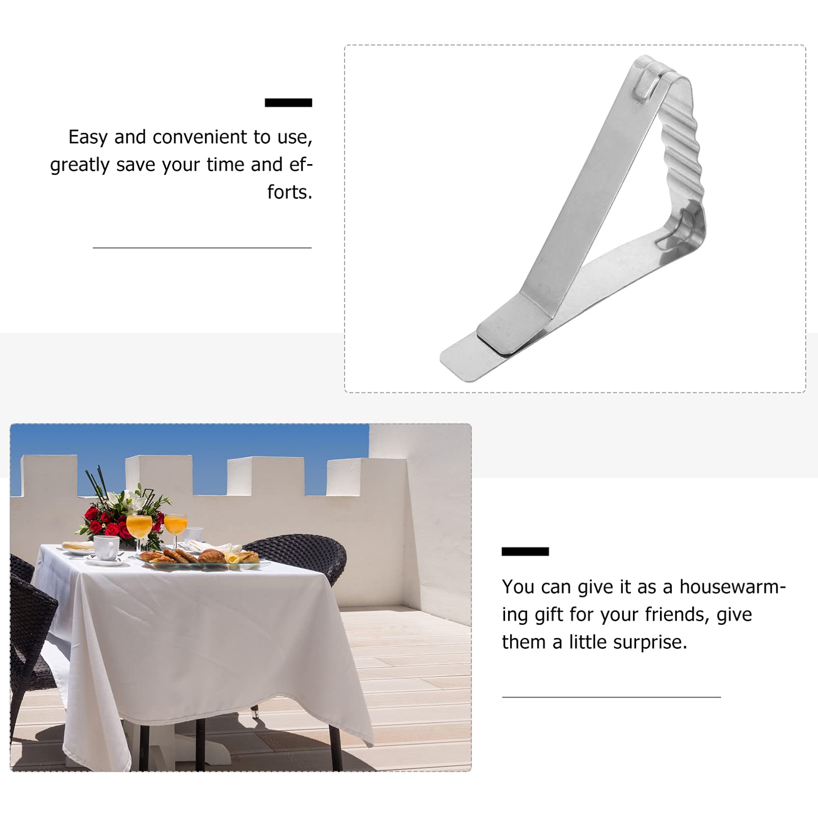 24 Pack Stainless Steel Wave Tablecloth Clips - Adjustable Outdoor Picnic Table Clamps for Indoor/Outdoor Use - Secure Table Linens for Parties, BBQs, Weddings & Dining Events