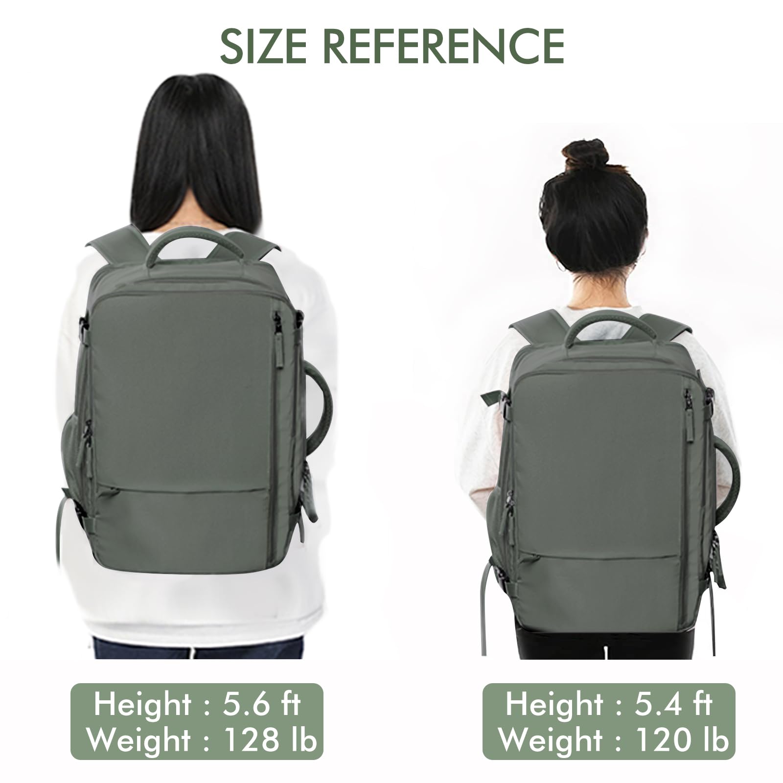 Beraliy 17.3 Inch Travel Backpack for Men & Women - Airline Approved Carry On Laptop Backpack with USB Charging Port - Lightweight Hiking & Overnight Backpack (Olive Green) - Perfect for Business Trips, College Students & Weekend Getaways
