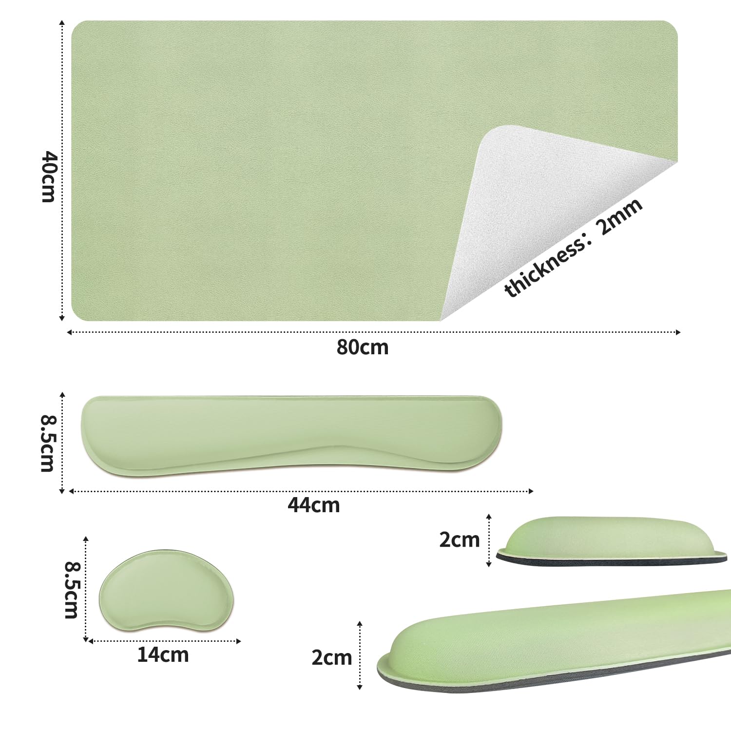 Premium Bloss Leather Desk Mat with Keyboard Wrist Rest - Extra Large 31.5