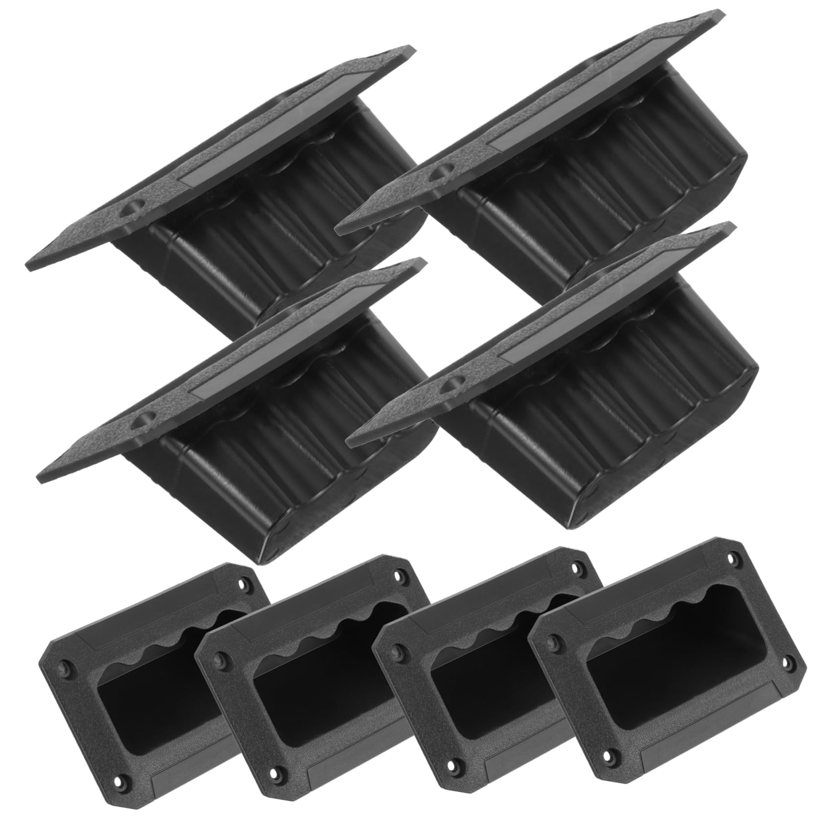 DOITOOL 8-Piece Black Recessed Speaker Handles - Heavy Duty Stereo Cabinet Handles, ABS Cupboard & Suitcase Replacement Hardware for DJ Equipment, Home Theater & Studio Use
