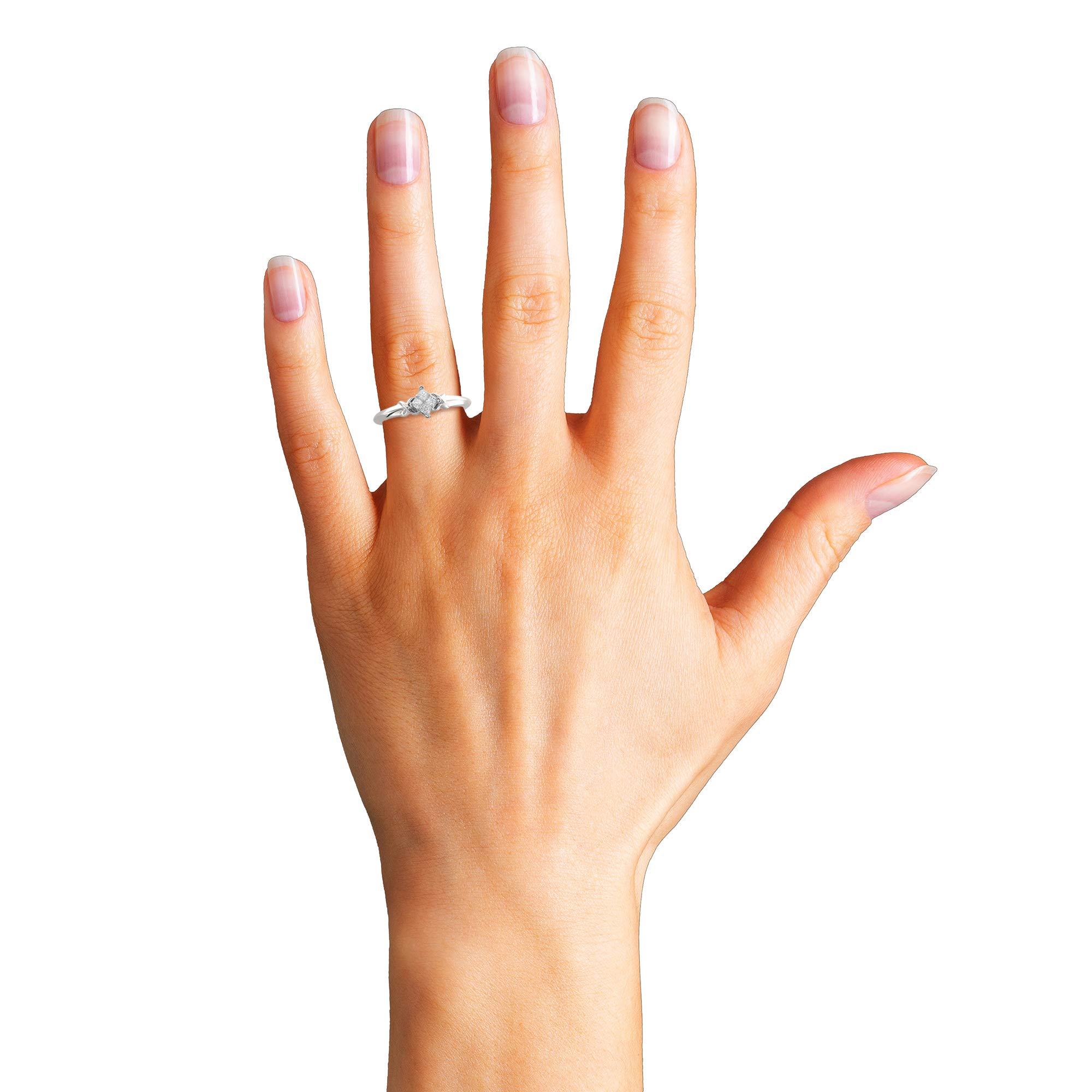 1/5 Carat Princess Cut Diamond Promise Ring - 10kt White Gold Invisible Setting (I-J, I2-I3) | Elegant Gift for Engagement, Anniversary & Special Occasions