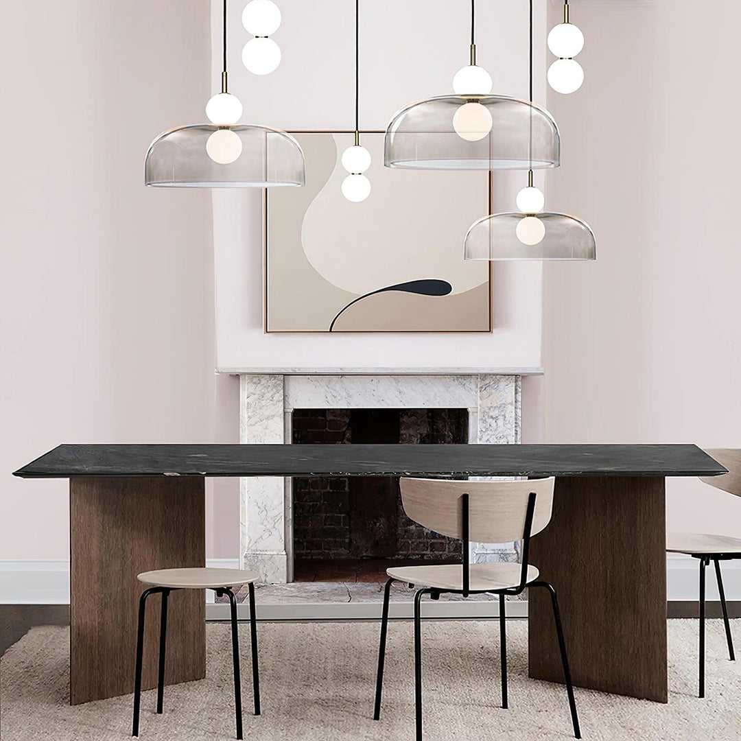 Modern Echo Glass Pendant Light - Elegant Hanging Fixture for Kitchen Island, Dining Room & Bedroom Lighting - Dimmable LED Chandelier for Home Decor