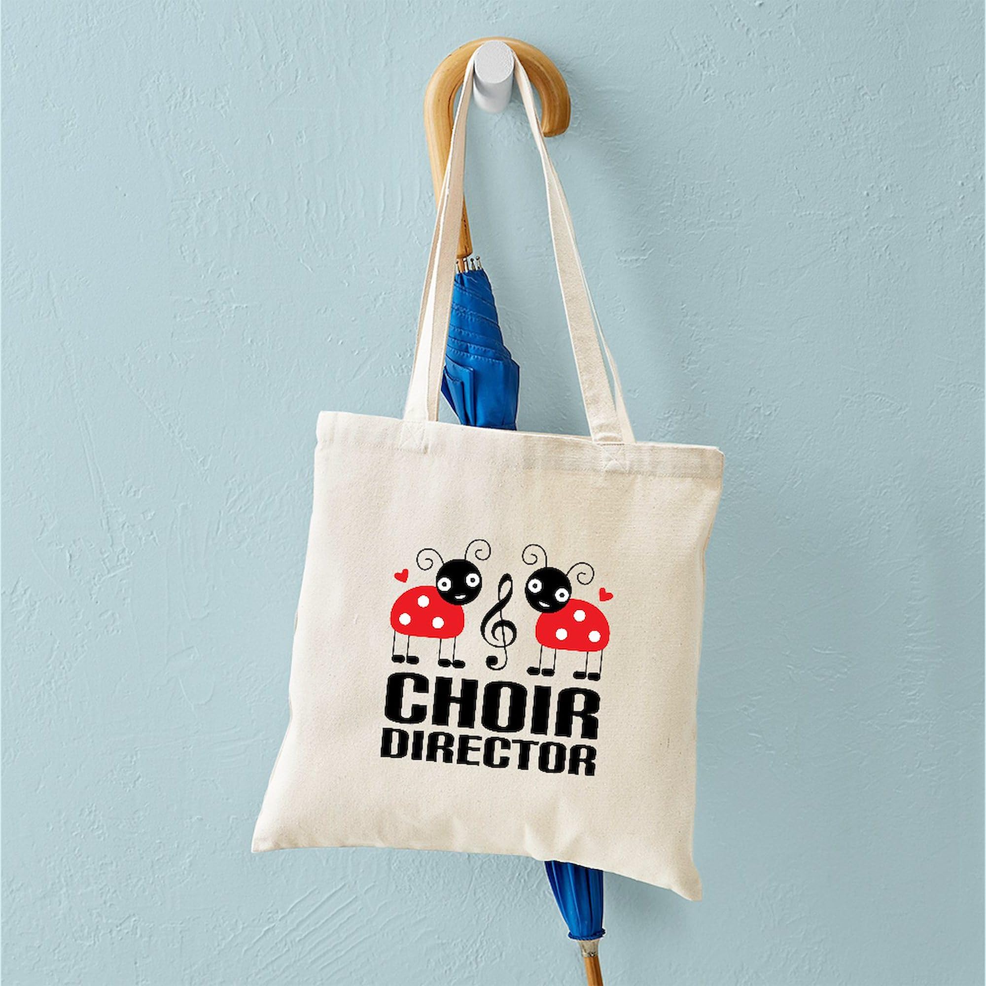 Cute Choir Director Ladybug Tote Bag - Natural Canvas Reusable Shopping Bag for Women | Perfect for Groceries, Work, School & Church