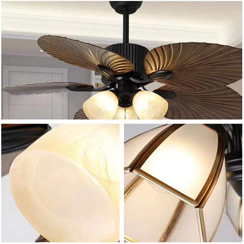 Vintage Ceiling Fan with Pull Chain Light - Classic Design for Living Room, Bedroom & Office - Energy Efficient Cooling & Ambient Lighting