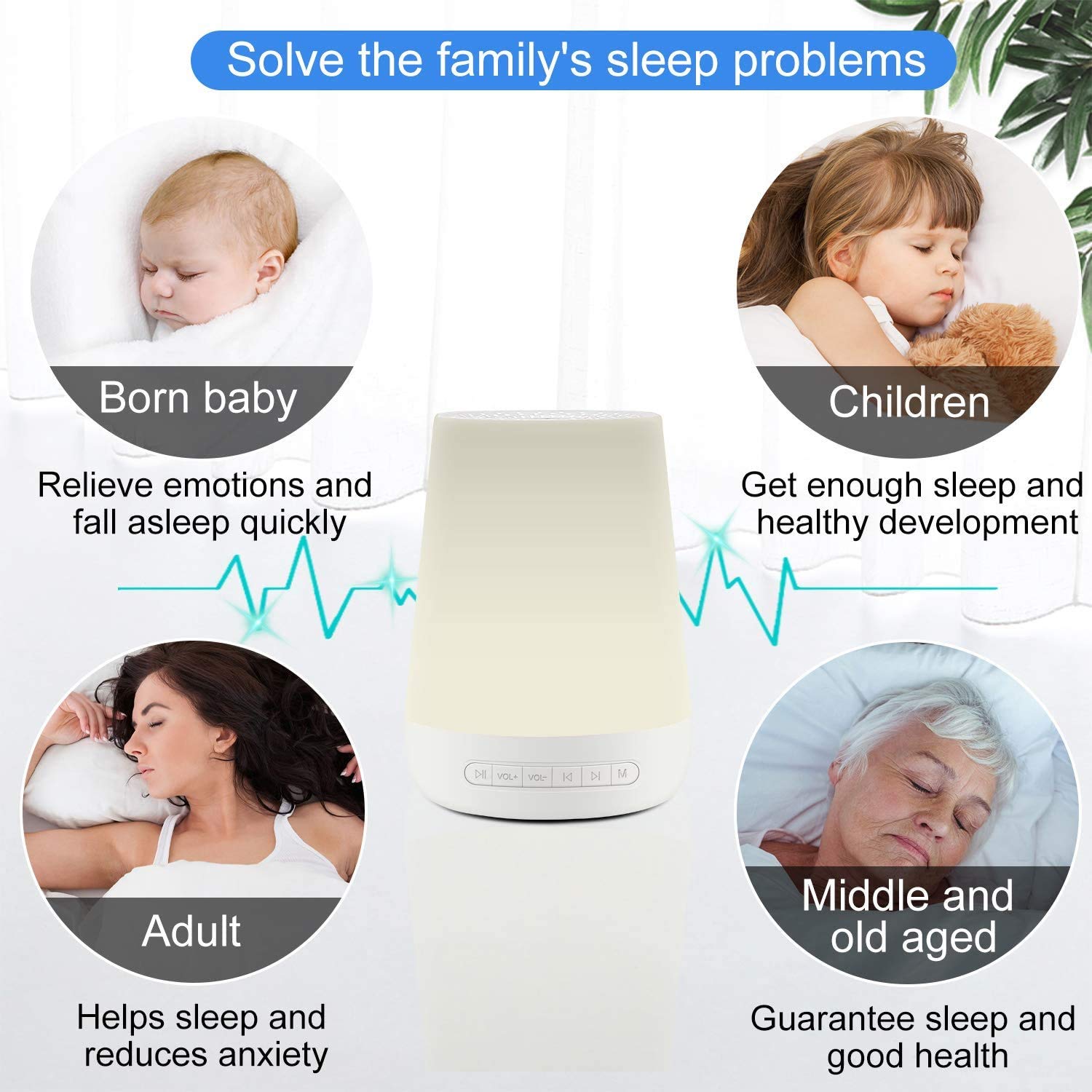 CKDCARES White Noise Sound Machine - Portable Sleep Therapy for Babies, Kids & Adults with 28 Soothing Sounds, 8 LED Night Light & Auto-Off Timer - Perfect for Nursery, Office Relaxation & Travel