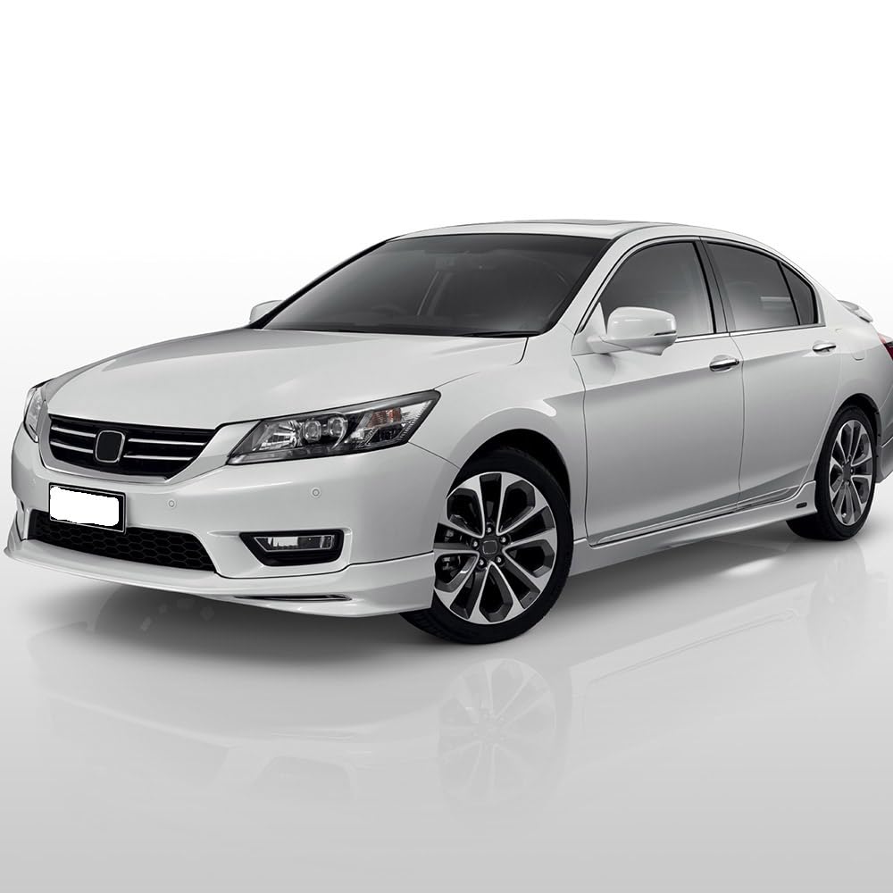 IKON MOTORSPORTS Front Bumper Lip for 2013-2015 Honda Accord 4 Door Sedan | MD Style Air Dam Chin Splitter | PP Polypropylene Painted NH797M Modern Steel Metallic | Enhances Sporty Look & Aerodynamics for Daily Driving & Car Shows