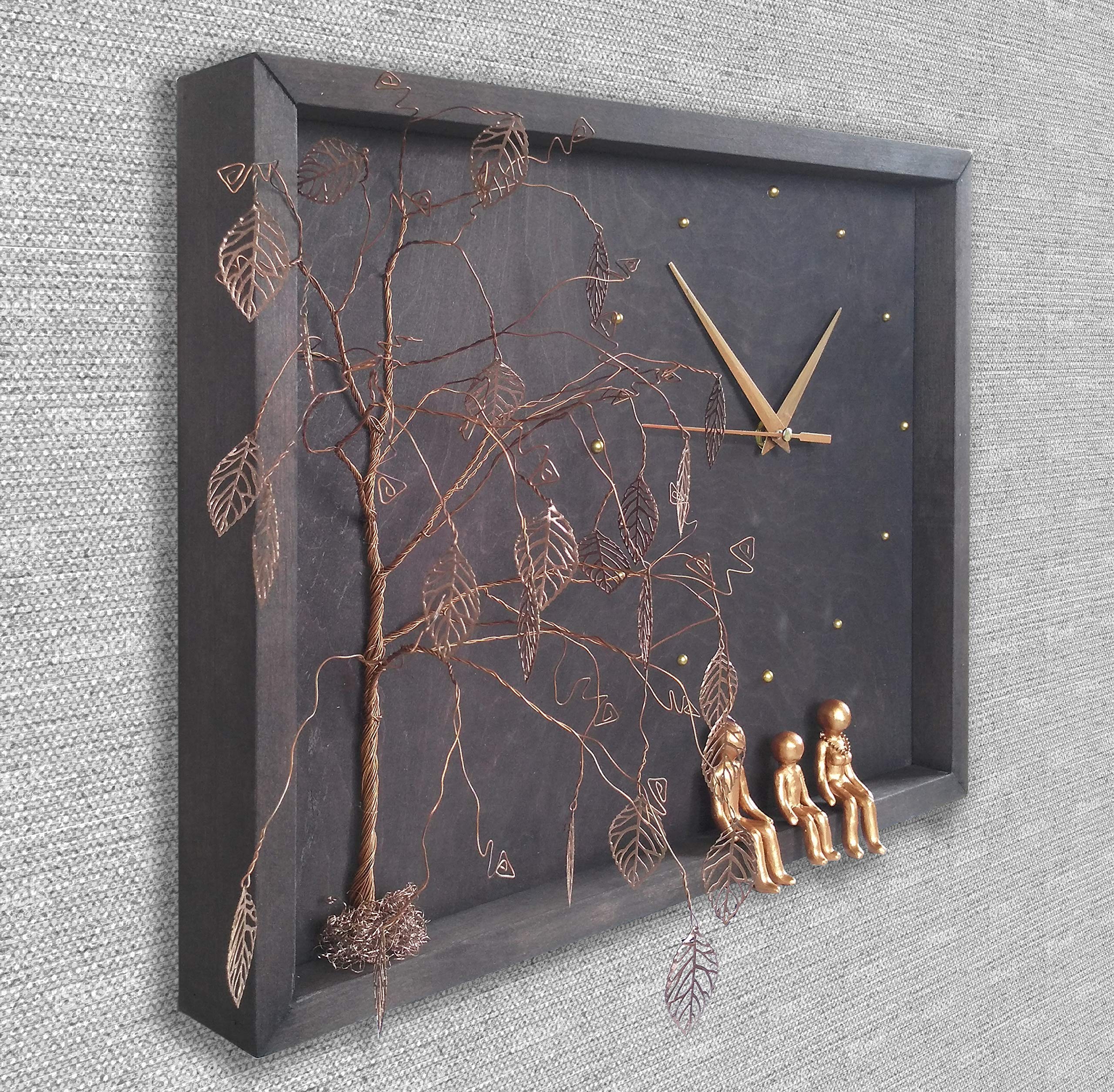 8th 19th 21st Bronze Anniversary Wall Clock - Personalized Wedding Gift for Wife, Husband, Parents & Grandparents - Custom Metal Family Tree Keepsake - Perfect for Home Decor & Special Occasions