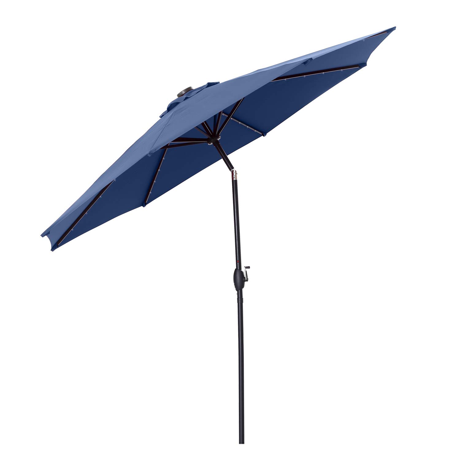 10Ft Navy Blue Outdoor Patio Umbrella with Light, Steel Frame, Tilt & Crank - Perfect for Garden, Deck, Backyard, Poolside Dining & Outdoor Entertaining