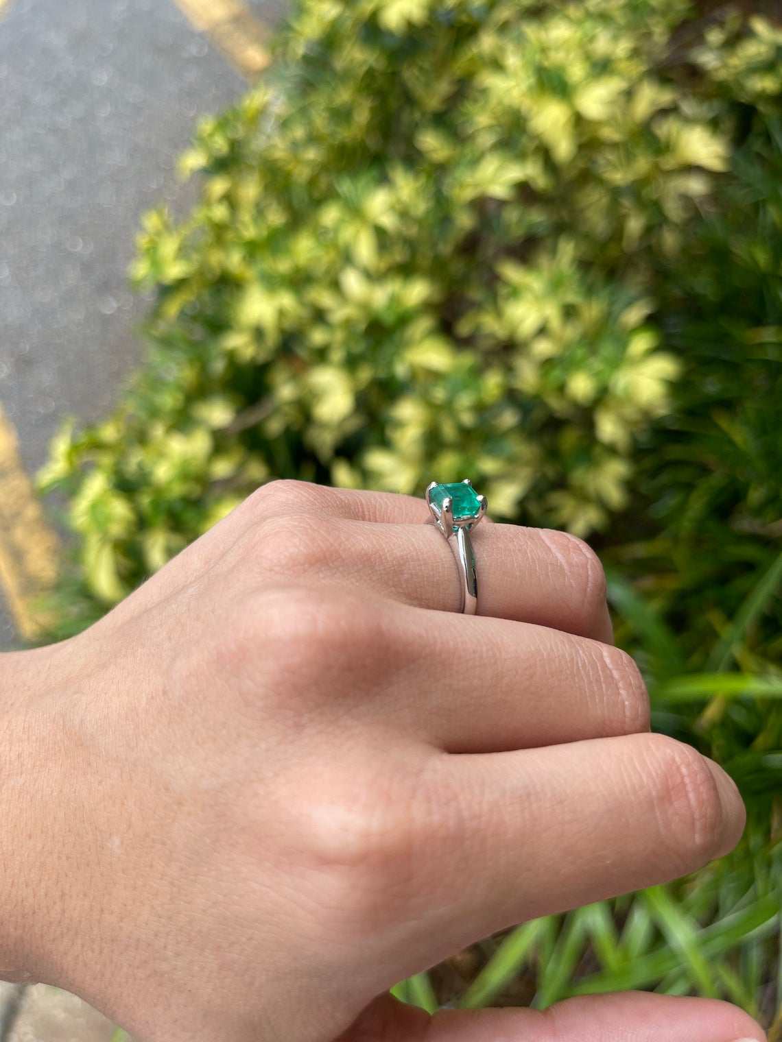 1.95 Carat Natural Colombian Emerald Solitaire Ring in 14K White Gold - Elegant Engagement & Wedding Jewelry for Women