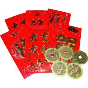 Lucky Money Red Envelopes with Gold Coins - 6 Pack Chinese New Year Gift Set for Good Fortune, Wedding, Birthday & Special Occasions