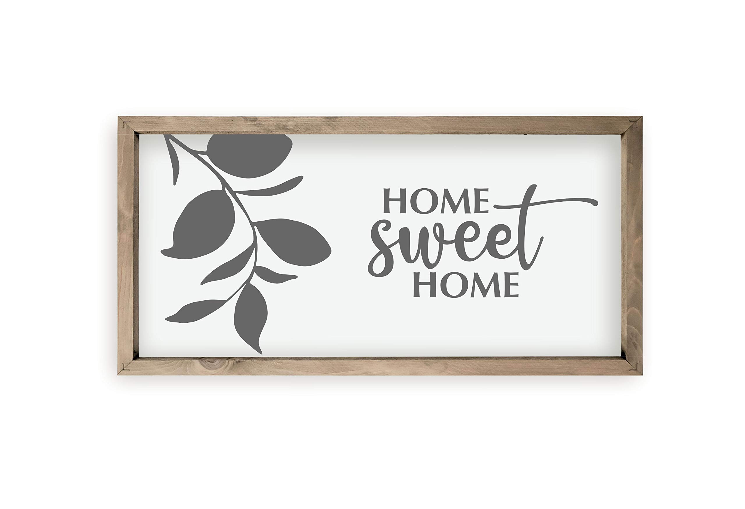 Farmhouse Wall Decor - Home Sweet Home Flower Framed Wood Sign (9x18) - Perfect for Living Room, Bedroom, Kitchen & Entryway Decor