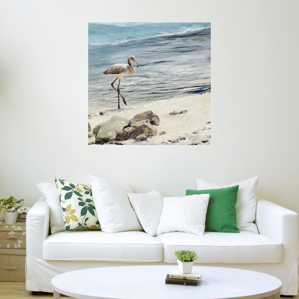 Hand-Painted Shorebird Fine Art Canvas Wall Decor - 37x37 Inch Ready to Hang Painting for Living Room, Bedroom & Office - Coastal Theme Home Decor | Perfect for Beach House, Nautical Nursery & Seaside Dining Room