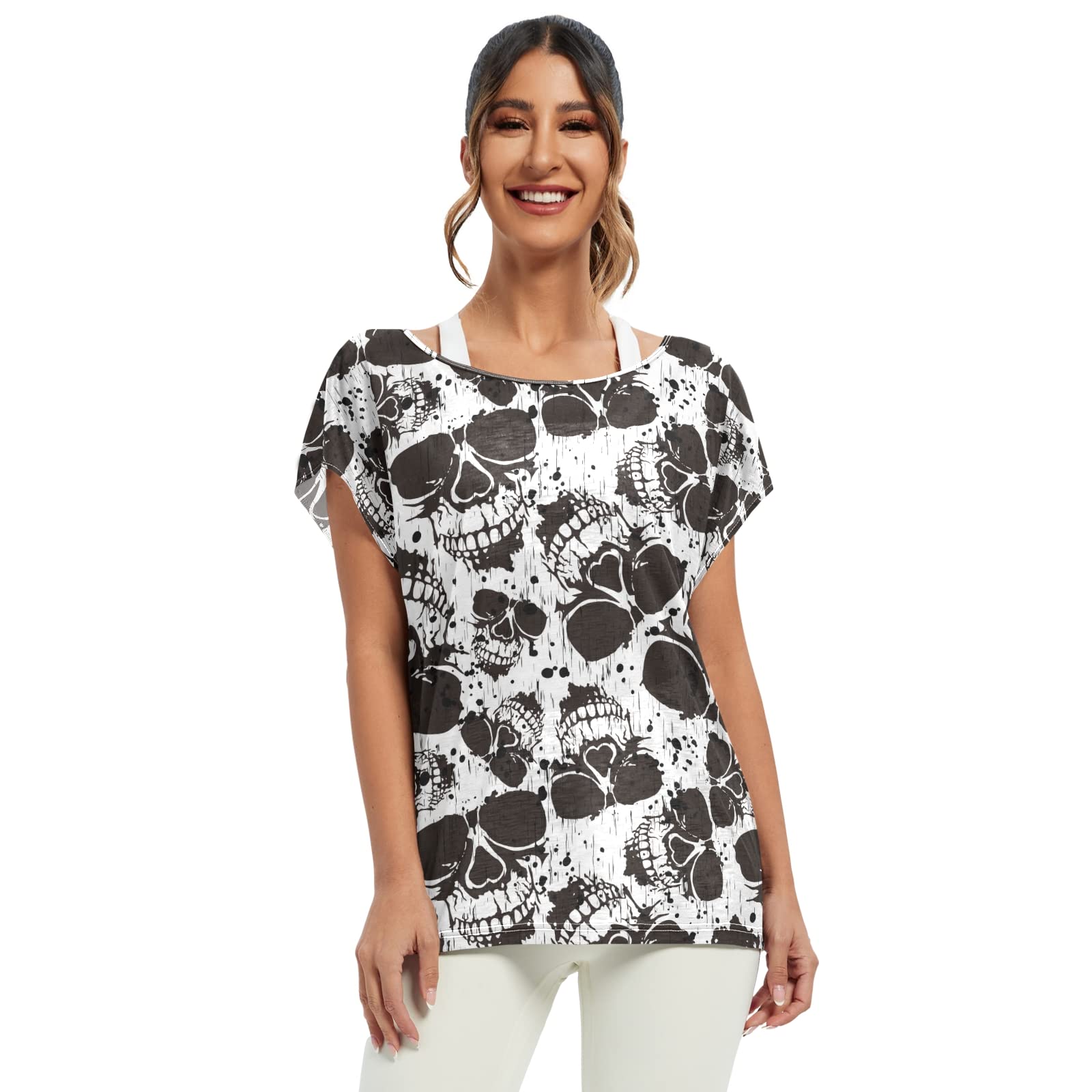 Vintage Batwing Sleeve Women's Short Sleeve T-Shirt - Casual Loose Fit Top for Everyday Wear, Work & Weekend Outfits (Size S)