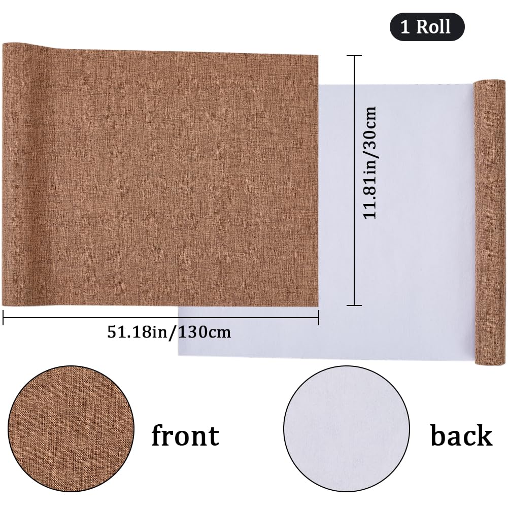 CRASPIRE 51 x 11.8 Inch Premium Linen Book Cloth - Brown Archival Quality Bookbinding Fabric for Scrapbooking, Album Making, Book Covering & DIY Projects - Densely Woven Paper-Backed Protector for Book Restoration & Crafting