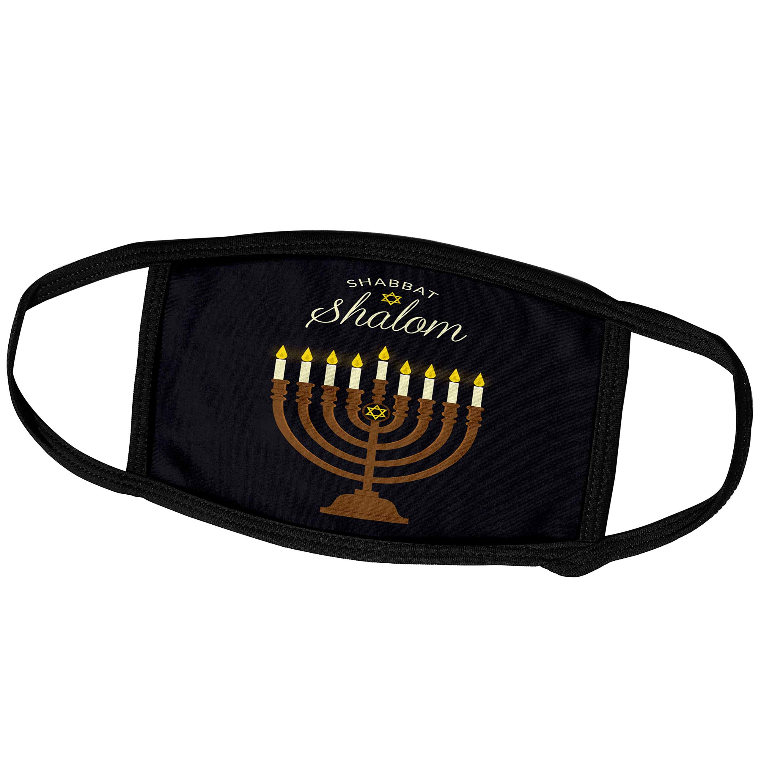3dRose Sven Herkenrath Religion - Shabbat Shalom Hebrew Israel Religion Candles Face Masks - Reusable Cotton Fabric Mask for Jewish Holidays, Synagogue & Cultural Events (fm_280344_3)