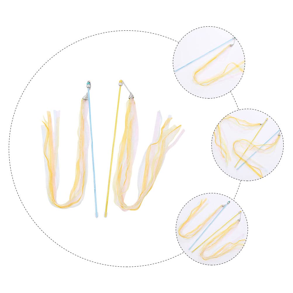 Balacoo 2-Pack Interactive Cat Toys - Feather Teaser Wands with Ribbon Tassels for Kittens & Adult Cats | Fun Teasing Sticks for Playtime, Exercise & Bonding | Perfect for Birthday Gifts & Indoor Play