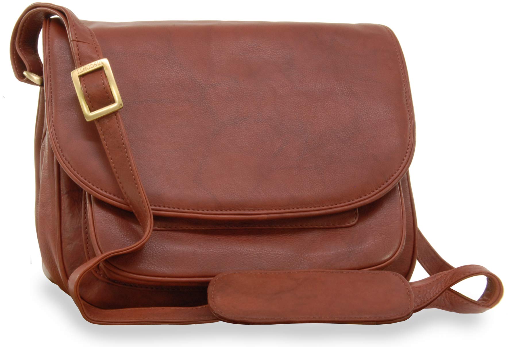 VISCONTI Women's Leather Crossbody Saddle Bag - Medium Size Handbag with Multiple Pockets & Adjustable Shoulder Strap - Atlantic 2195 - Perfect for Work, Travel & Everyday Use