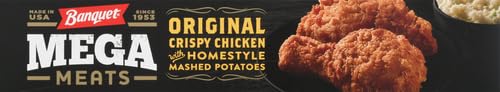 Banquet Mega Meats Original Crispy Chicken with Homestyle Mashed Potatoes - Frozen Dinner Meal 14.25 oz (404g) | Quick & Easy Microwaveable Meal for Busy Weeknights, College Students & Office Lunches