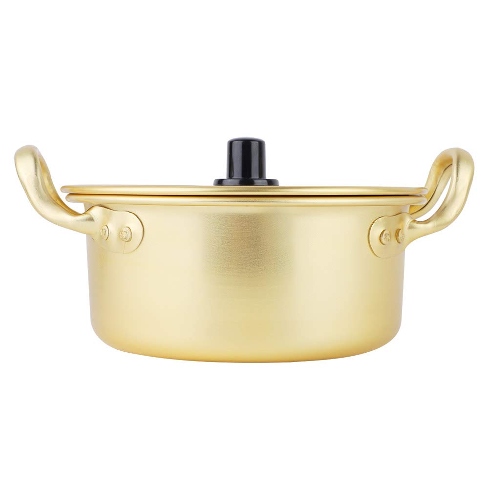 Korean Shin Ramyun Noodle Pot - 20cm Double Handle Yellow Aluminum Stockpot for Authentic Korean Food | Perfect for Ramen, Hot Pot & Home Cooking