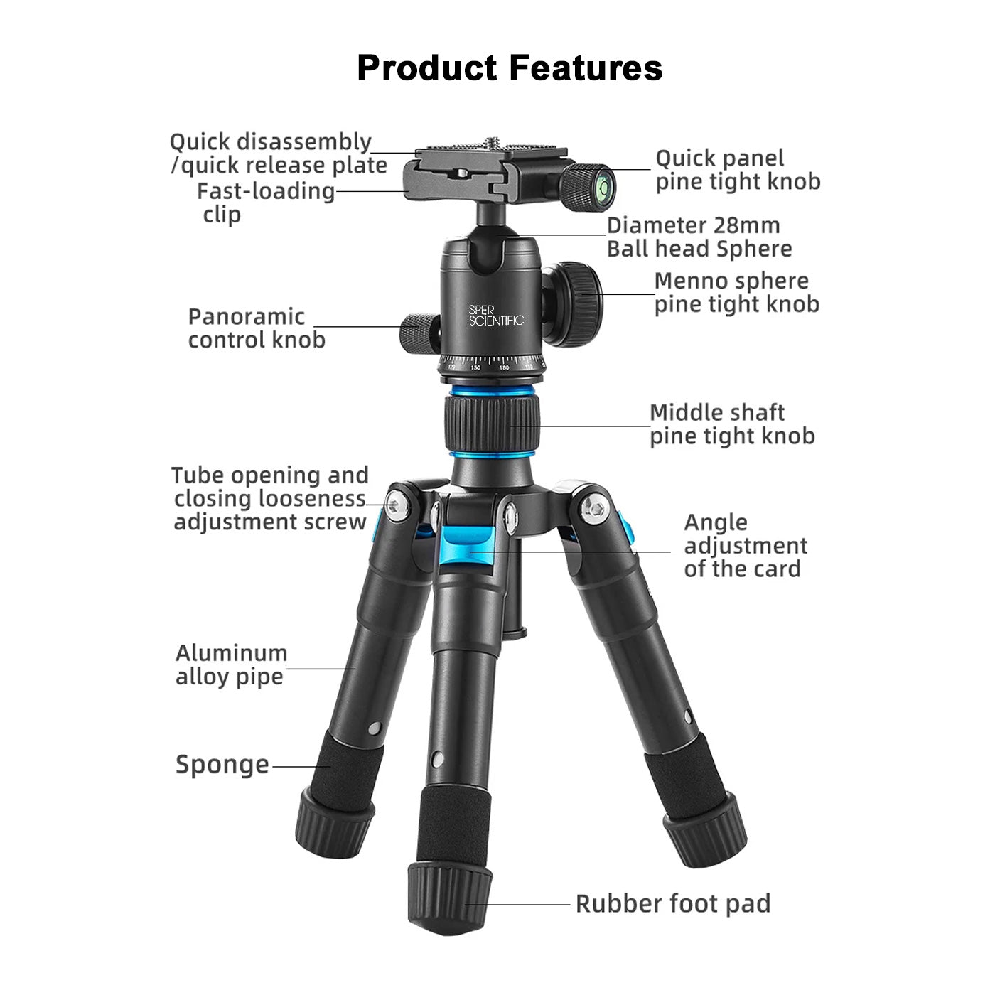 Premium Compact Mini Tripod - Folds to 7 Inches, Extends to 36 Inches - Perfect for Travel, Vlogging, and Smartphone Photography