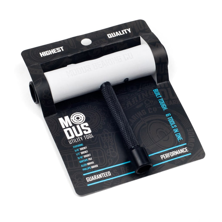 Modus Utility Skate Tool - Professional Skateboard Multi-Tool for Adjusting Trucks & Bearings - Durable & Portable White Skate Tool for Skateboard Maintenance & On-the-Go Repairs
