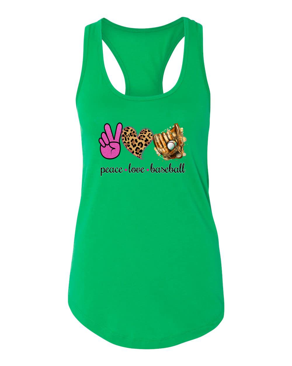 Peace Love Baseball Sports Ladies Racerback Tank Top - Comfortable Athletic Shirt for Women - Perfect for Gym, Running, Yoga & Casual Wear