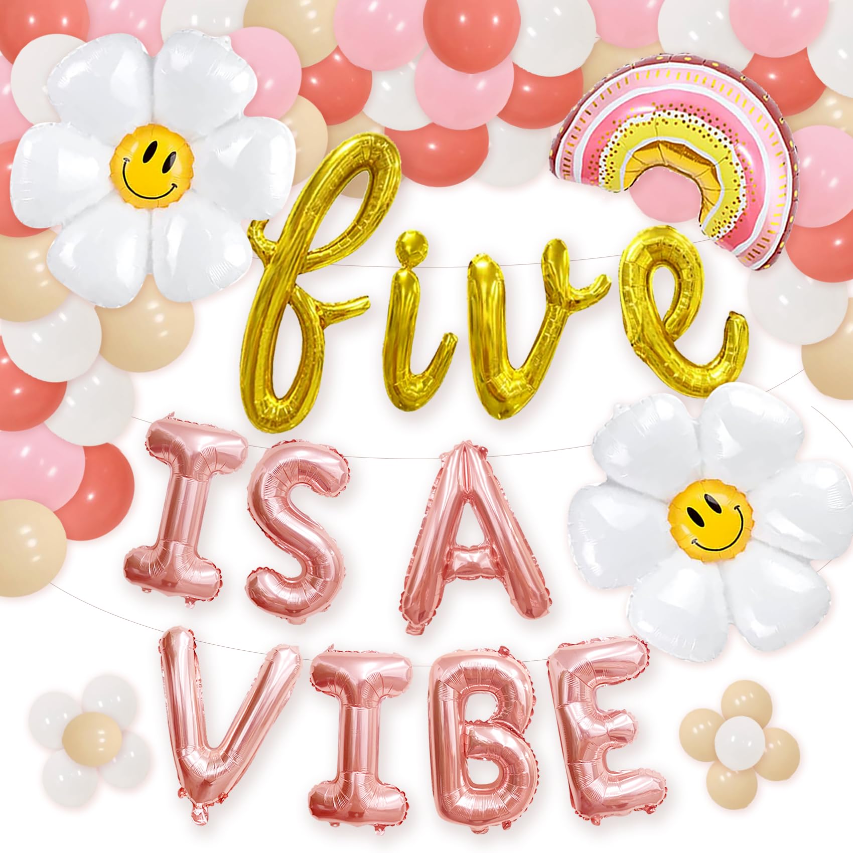 5th Birthday Party Decorations for Girls - 'Five Is A Vibe' Theme Balloons & Party Supplies | Perfect for 5-Year-Old Birthday Celebrations, Decorations & Photo Backdrops