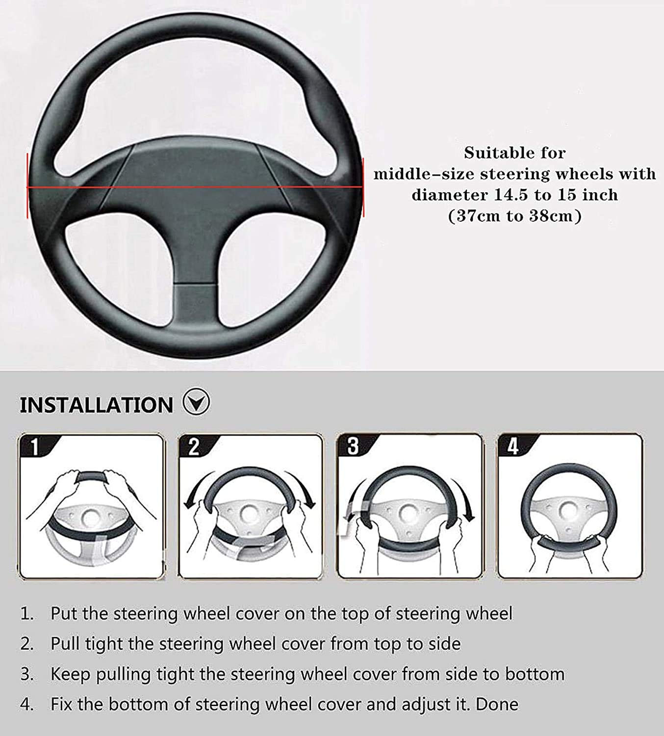 LABBYWAY Universal 15 Inch Microfiber Leather Steering Wheel Cover - Non-Slip Grip, Heat Resistant, Fits Most Cars - Perfect for Daily Commute, Road Trips & Winter Driving Protection (Claret Red)