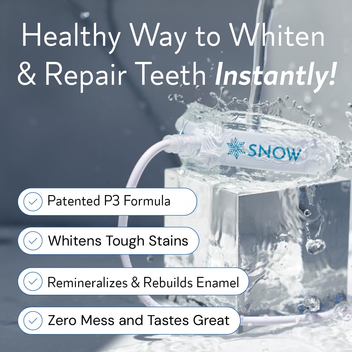 SNOW Diamond Wireless Teeth Whitening Kit for Sensitive Teeth - Enamel Safe, Whitens & Repairs Teeth - 6 Months Treatment - Perfect for Home Use & Travel