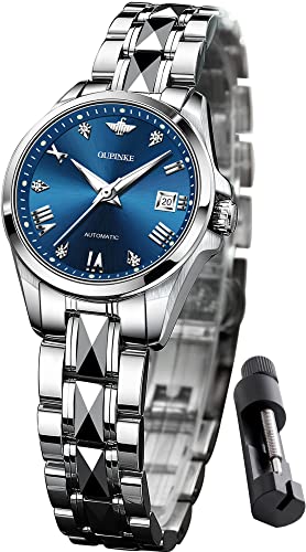 silver band and blue dial
