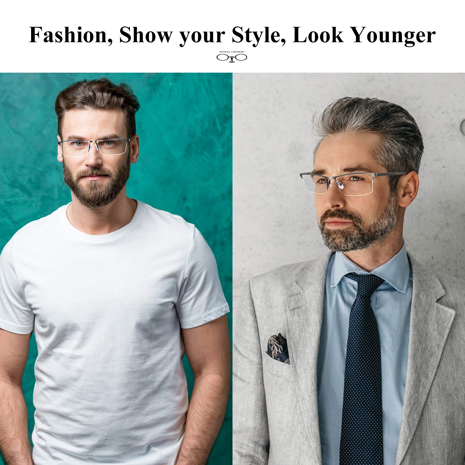 Blue Light Blocking Reading Glasses for Men - 3.5 Magnification Metal Frame Readers for Computer Work & Book Reading
