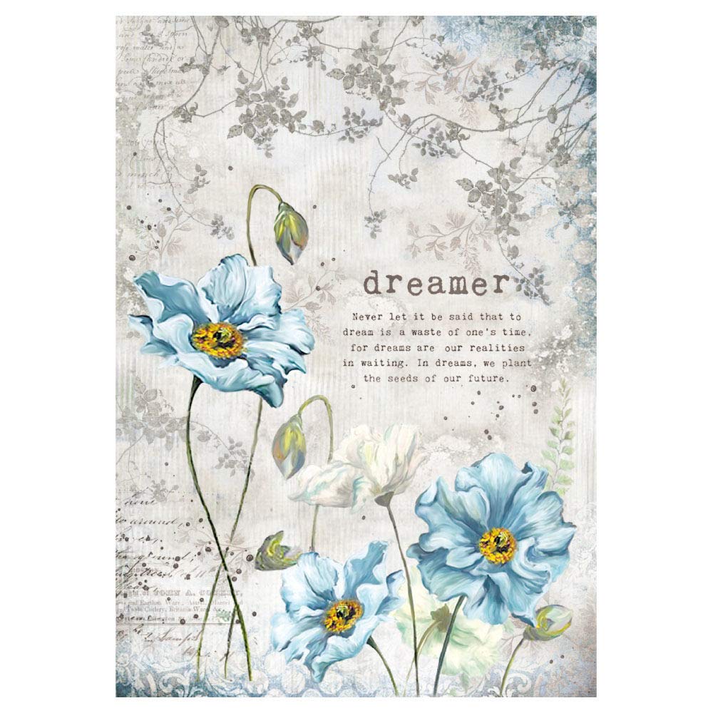 Stamperia Dreamer Rice Paper - 29.7 x 21 cm Multicolored Scrapbooking Paper for Card Making, Art Journaling & Mixed Media Projects
