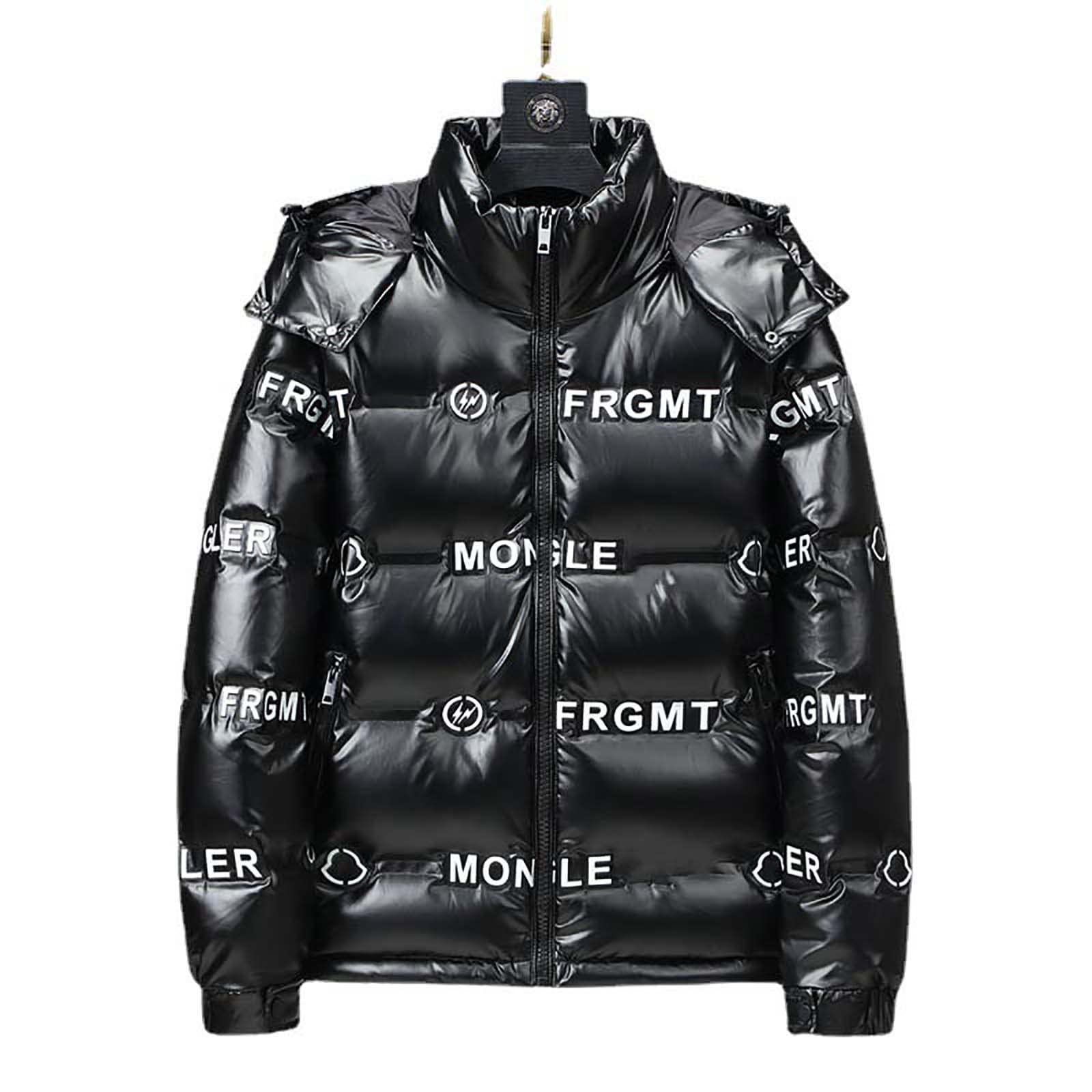 Raletyk Men's Couples Hooded Short Down Jacket - Fashion Letter Print Puffer Coat for Winter, Thicken Warm Packable Outerwear Tops - Perfect for Outdoor Activities, Casual Wear & Cold Weather Protection