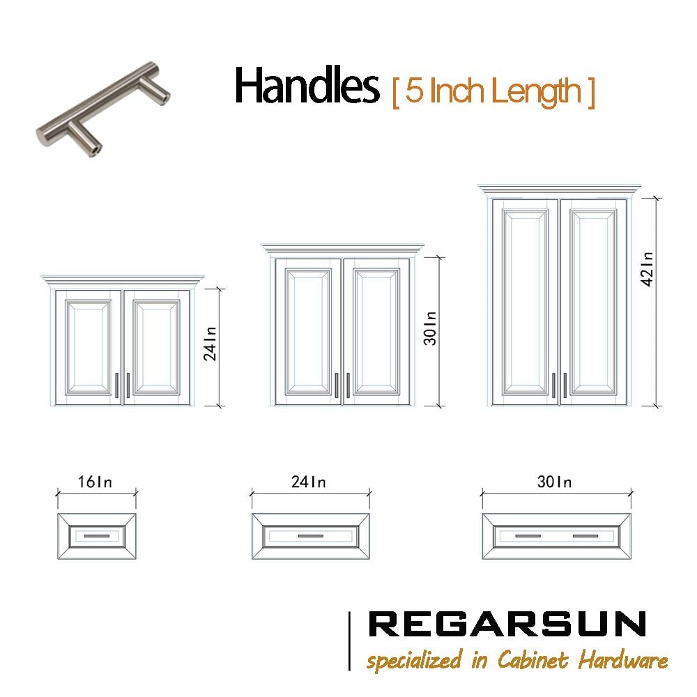 REGARSUN 24 Pack 3-5 Inch Brushed Nickel Cabinet Handles for Kitchen & Dresser - Stainless Steel Drawer Pulls for Home Upgrade