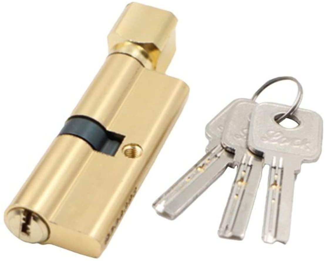 High Security Thumb Turn Euro Cylinder Lock - 70mm Anti-Theft Door Lock with 3 Keys for Home & Bedroom | Durable Metal Entrance Lock for Interior Doors | Perfect for Apartments, Offices, and Residential Security